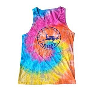 Aruba Mens Tie Dye Turtle Sleeveless Tank Top Large
